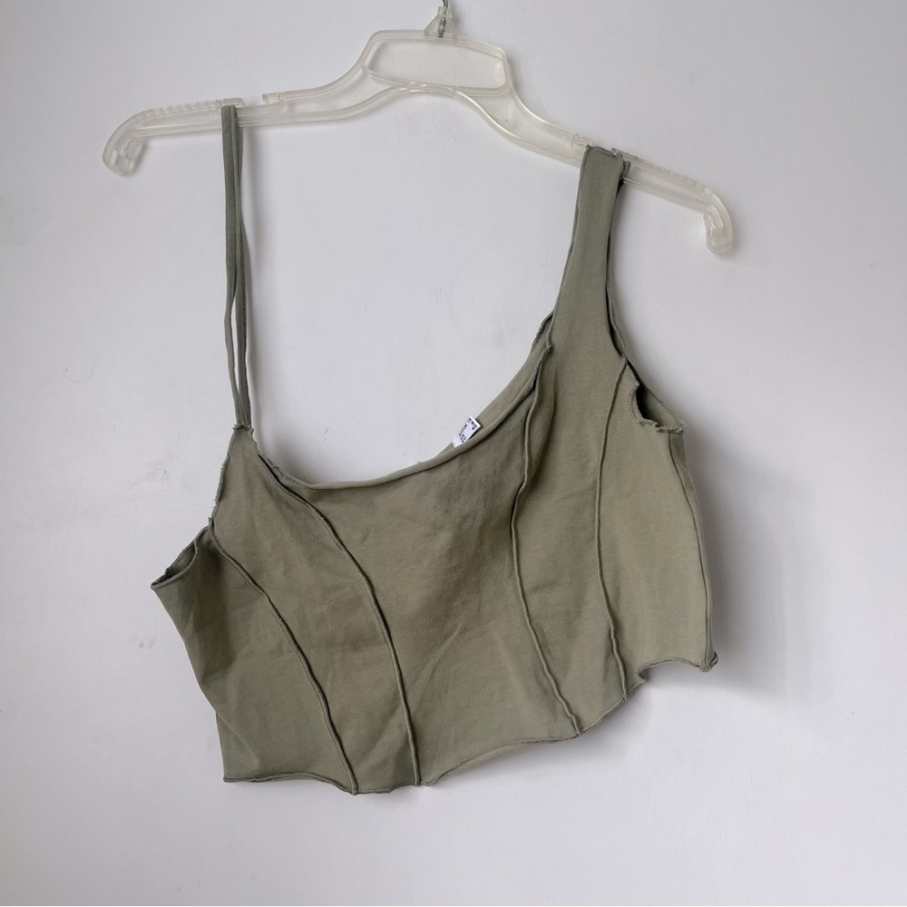 Princess Polly Blake Khaki Green One Shoulder Crop Tank Top 8